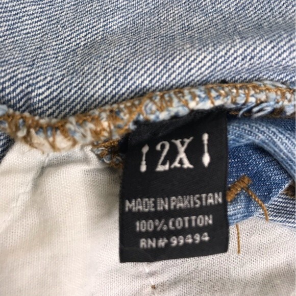 Spoon Graffiti Graphic Short Overalls Denim Blue Jean Shortalls Women Size 2X - Picture 11 of 15